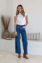 Buy Country Denim - Stretch Straight Leg Jeans - Mid Dark Wash by Country Denim - at Hamish + Grace