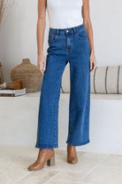 Buy Country Denim - Stretch Straight Leg Jeans - Mid Dark Wash by Country Denim - at Hamish + Grace