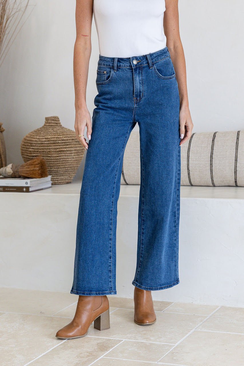 Buy Country Denim - Stretch Straight Leg Jeans - Mid Dark Wash by Country Denim - at Hamish + Grace