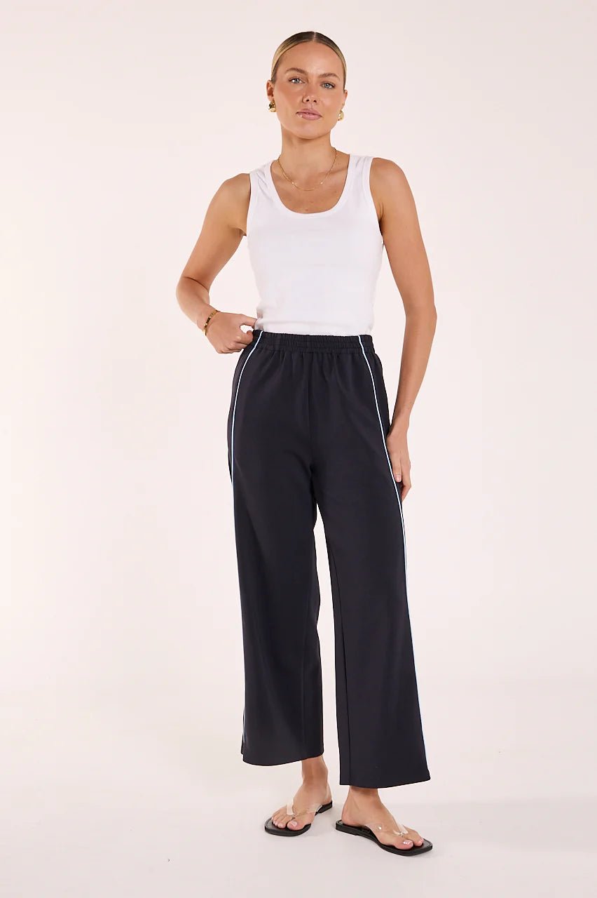 Buy Feather and Noise - Noah Cropped Pant - Navy Blue Piping by Feather and Noise - at Hamish + Grace