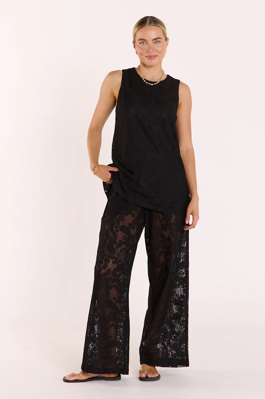 Buy Feather and Noise - Valerie Pant - Black Lace by Feather and Noise - at Hamish + Grace