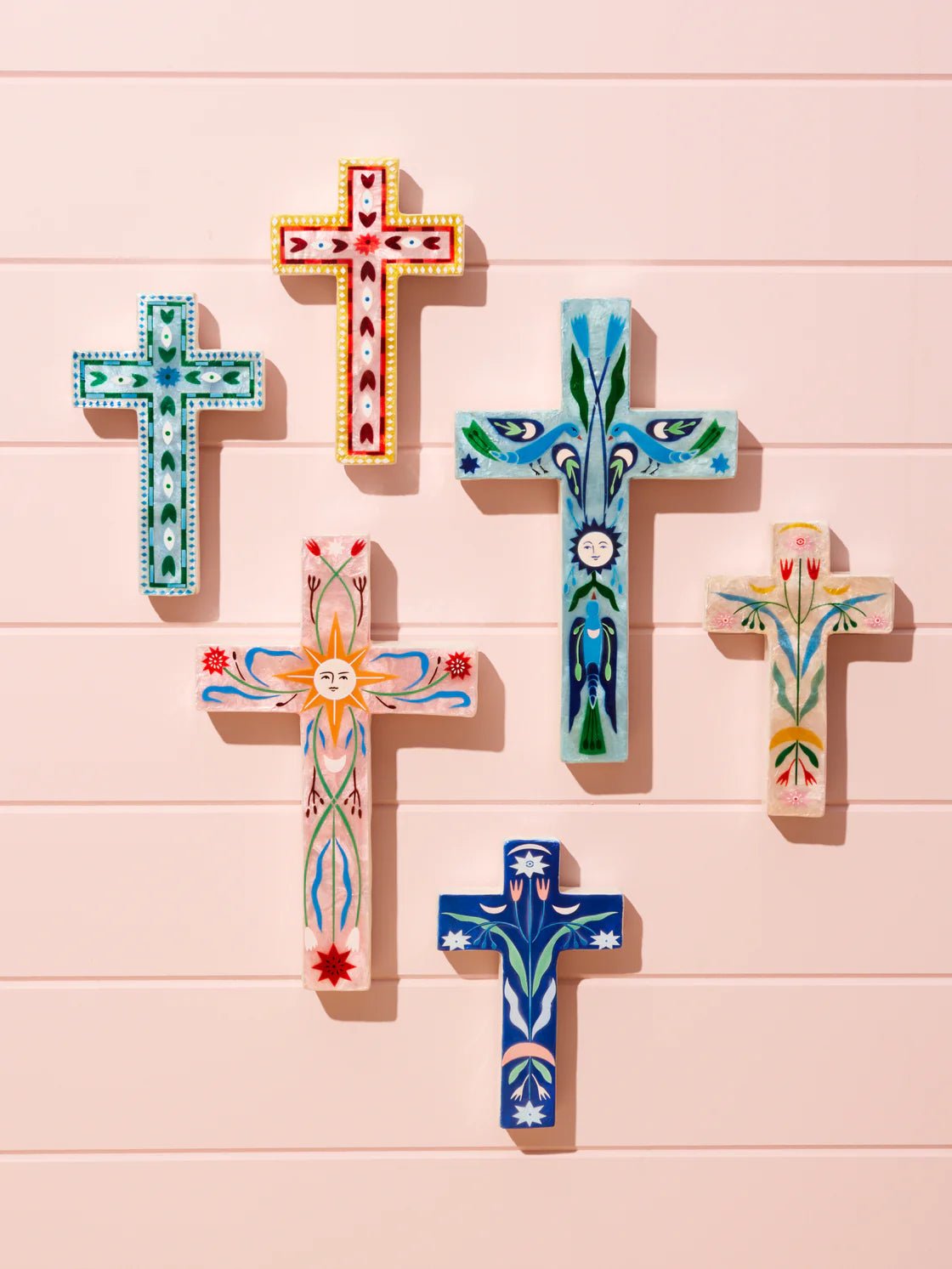 Buy Jones and Co - FABLE BLUE FLORAL SMALL CROSS by Jones & Co - at Hamish + Grace