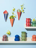 Buy Jones & Co - PALMA GREEN STRIPE VASE by Jones & Co - at Hamish + Grace