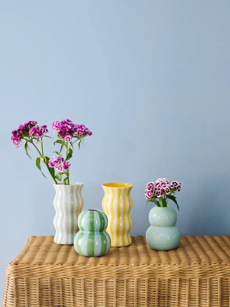 Buy Jones & Co - PALMA YELLOW STRIPE VASE by Jones & Co - at Hamish + Grace