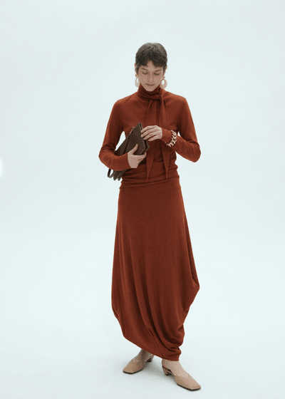 Buy Juniper Theory - Draped Tie Collar Jersey Maxi Dress by Juniper Theory - at Hamish + Grace