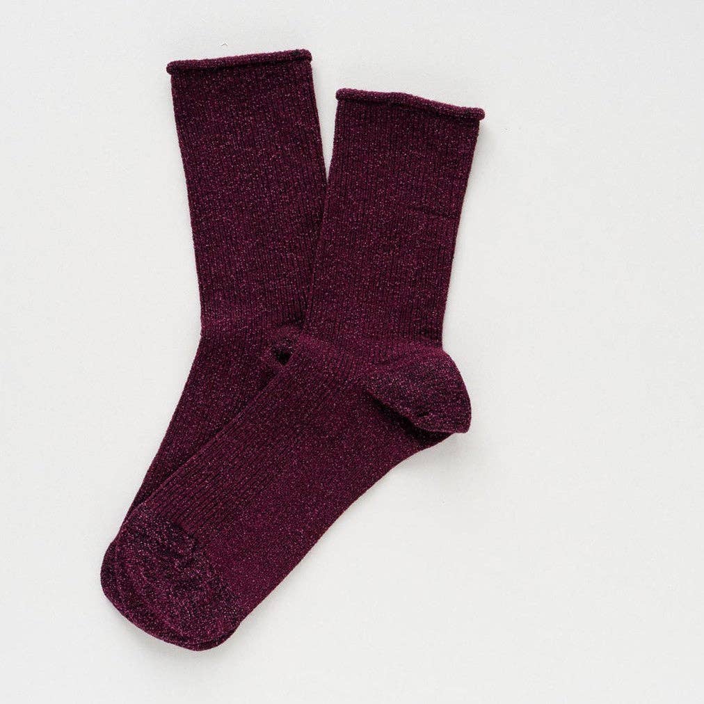 Buy KLUE Glitter Lurex socks in eco - friendly Lyocell | Burgundy wine: 36 - 40 by KLUE - at Hamish + Grace