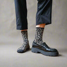 Buy KLUE Glitter Lurex socks in eco - friendly Lyocell | Leopard black: 36 - 40 by KLUE - at Hamish + Grace
