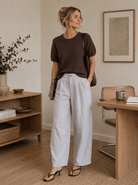 Buy Little Lies - Barrel Linen Pants - Chambray by Little Lies - at Hamish + Grace