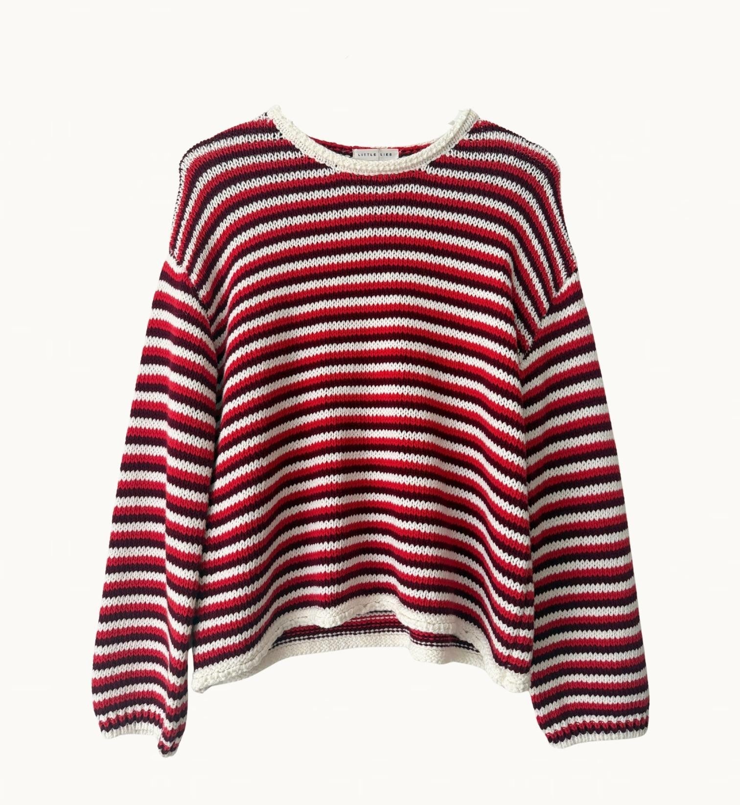 Buy Little Lies - Suzie Stripe Knit – Red/Maroon by Little Lies - at Hamish + Grace