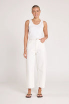 Buy Lola Cropped Barrel Jean - White by Feather and Noise - at Hamish + Grace