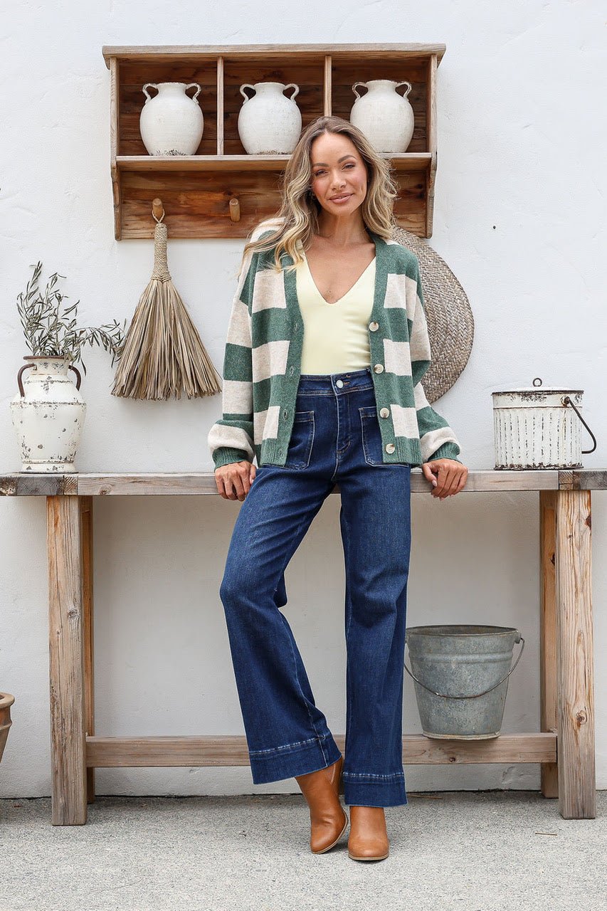 Buy Miss Marlow - Brady Bunch Stripe Knit - Khaki/Natural by Miss Marlow - at Hamish + Grace