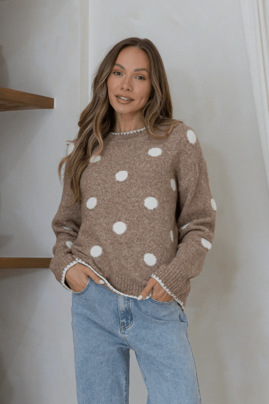 Buy Miss Marlow - Polka Dot Blanket Stitch Knit by Miss Marlow - at Hamish + Grace
