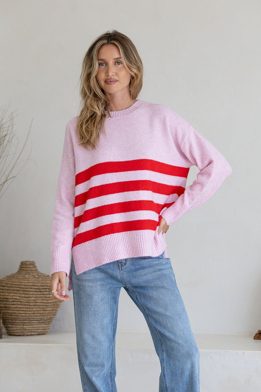 Buy Miss Marlow - The Manor Knit in pink/red by Miss Marlow - at Hamish + Grace