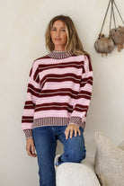 Buy Miss Marlow - Tilly Knit - Wine Pink White Stripe by Miss Marlow - at Hamish + Grace