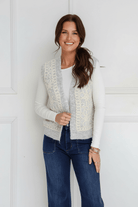 Buy Miss Marlow - Wool Blend Crochet Front Vest - Soft Grey/Natural by Miss Marlow - at Hamish + Grace