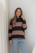 Buy Miss Marlow - Zali Blanket Stitch Canyon Knit - Chocolate/Nutmeg by Miss Marlow - at Hamish + Grace