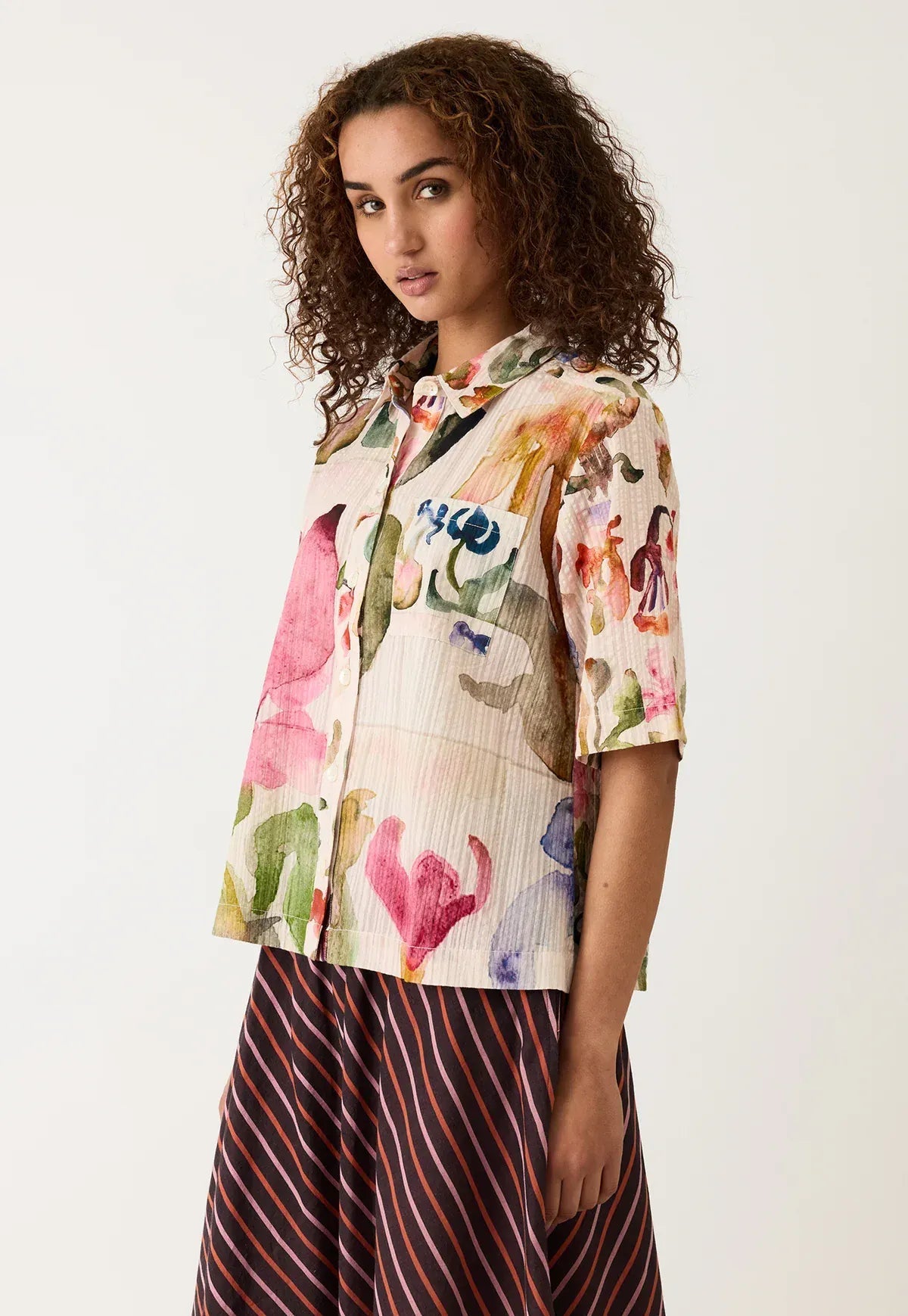 Buy Nancybird - Summer Shirt - Watercolour Collage by Nancybird - at Hamish + Grace