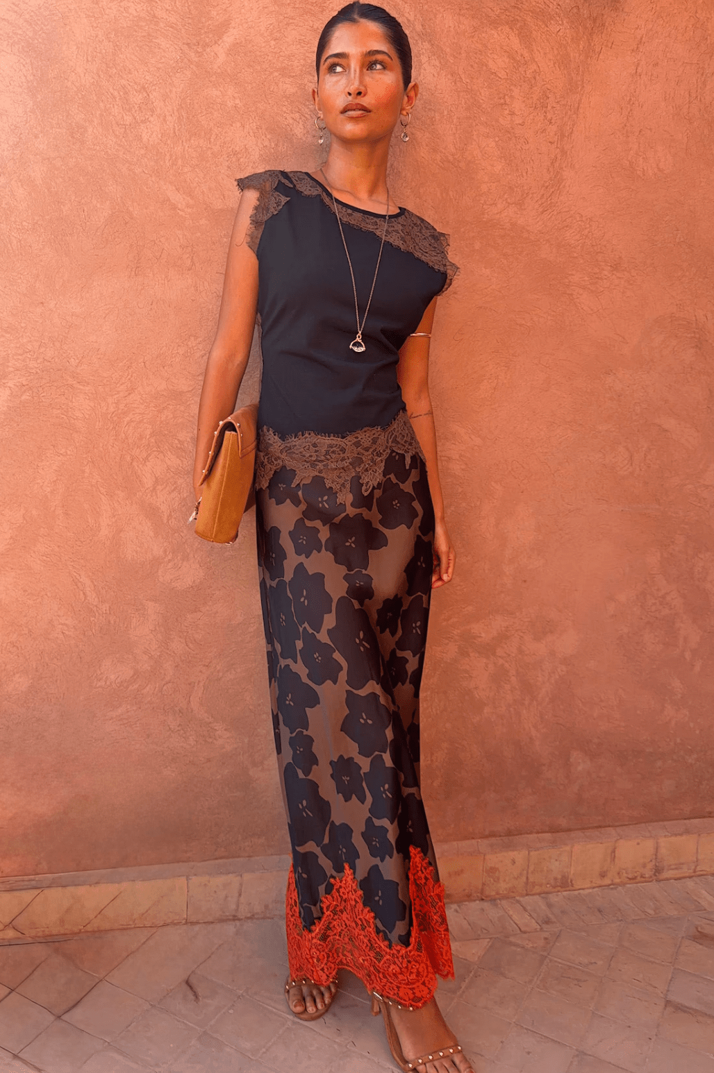 Buy Never Fully Dressed - Tan Jaden Floral Midi Meava Skirt by Never Fully Dressed - at Hamish + Grace