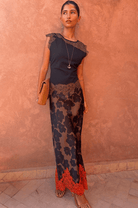 Buy Never Fully Dressed - Tan Jaden Floral Midi Meava Skirt by Never Fully Dressed - at Hamish + Grace