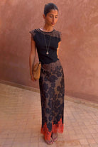 Buy Never Fully Dressed - Tan Jaden Floral Midi Meava Skirt by Never Fully Dressed - at Hamish + Grace