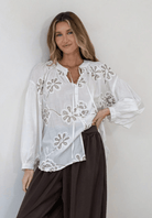 Buy Smaibulin - Applique Embroidered Blouse by Smaibulin - at Hamish + Grace