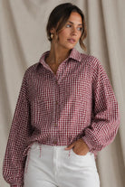 Buy Smaibulin - Button-Through Drawstring Gingham Jacket - Red/White by Smaibulin - at Hamish + Grace