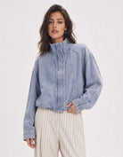 Buy Snaibulin - Denim Bomber Jacket - Light Wash Denim by Smaibulin - at Hamish + Grace