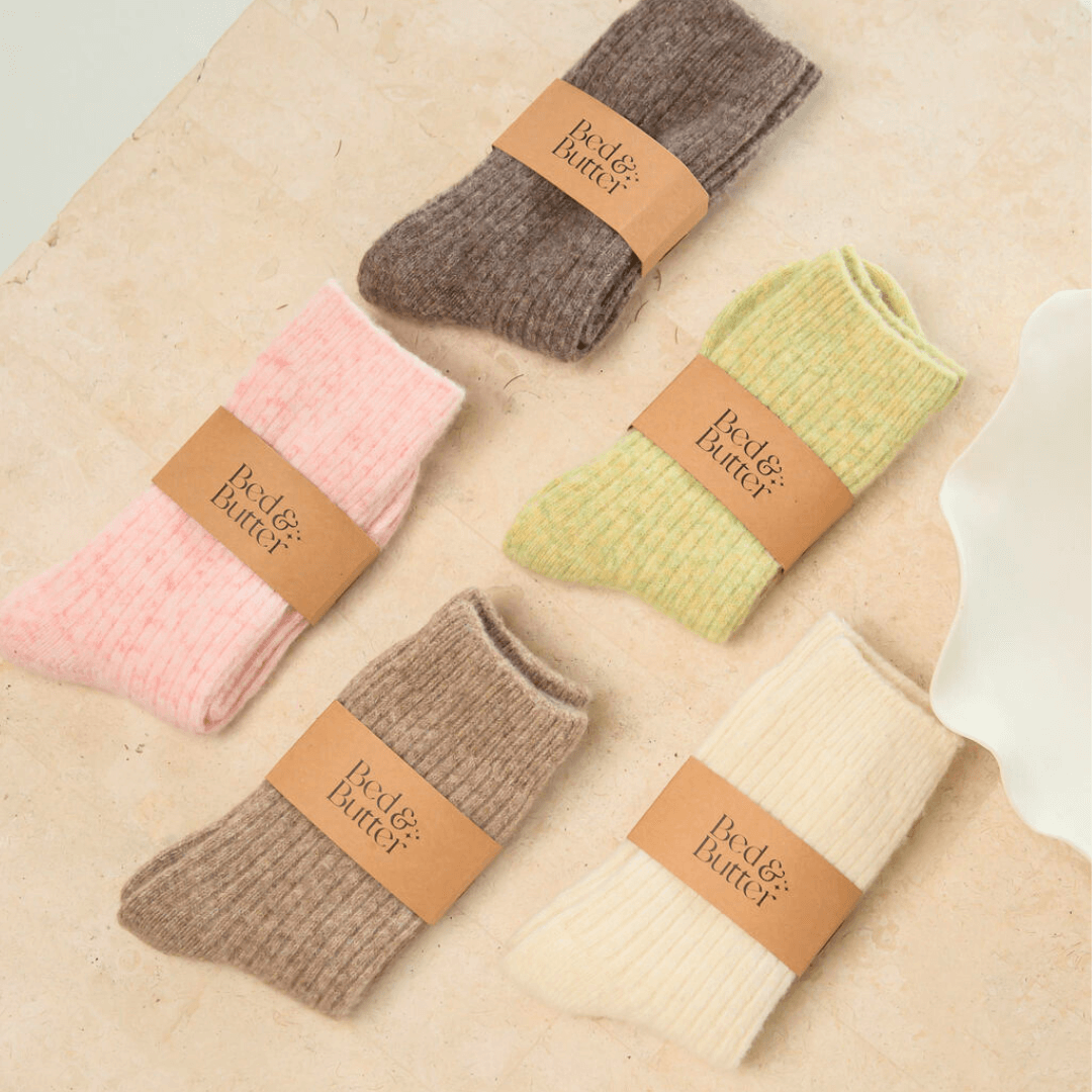Buy The Comfiest Socks - Light Brown: S/M by Bed & Butter - at Hamish + Grace