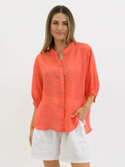 Buy Worthier The Label - Button Back Linen Shirt - Coral by Worthier - at Hamish + Grace