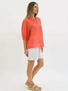 Buy Worthier The Label - Button Back Linen Shirt - Coral by Worthier - at Hamish + Grace
