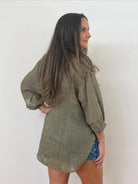 Buy Worthier The Label - Button Back Linen Shirt - Olive by Worthier - at Hamish + Grace