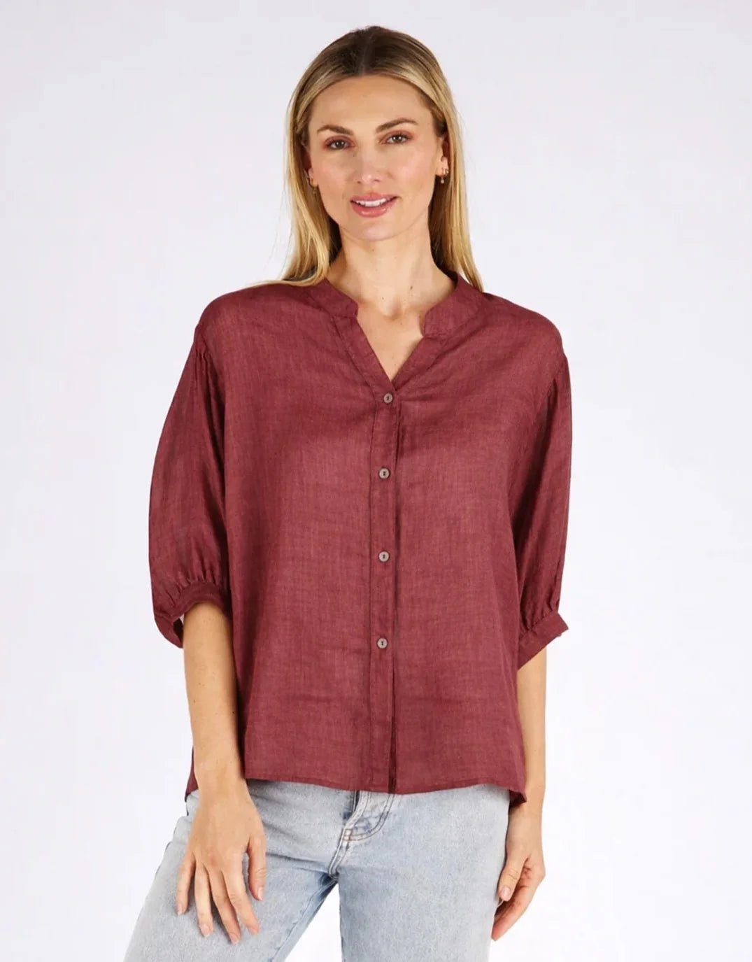 Buy Worthier The Label - Button Back Linen Shirt - Rosewood by Worthier - at Hamish + Grace
