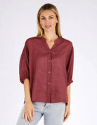 Buy Worthier The Label - Button Back Linen Shirt - Rosewood by Worthier - at Hamish + Grace