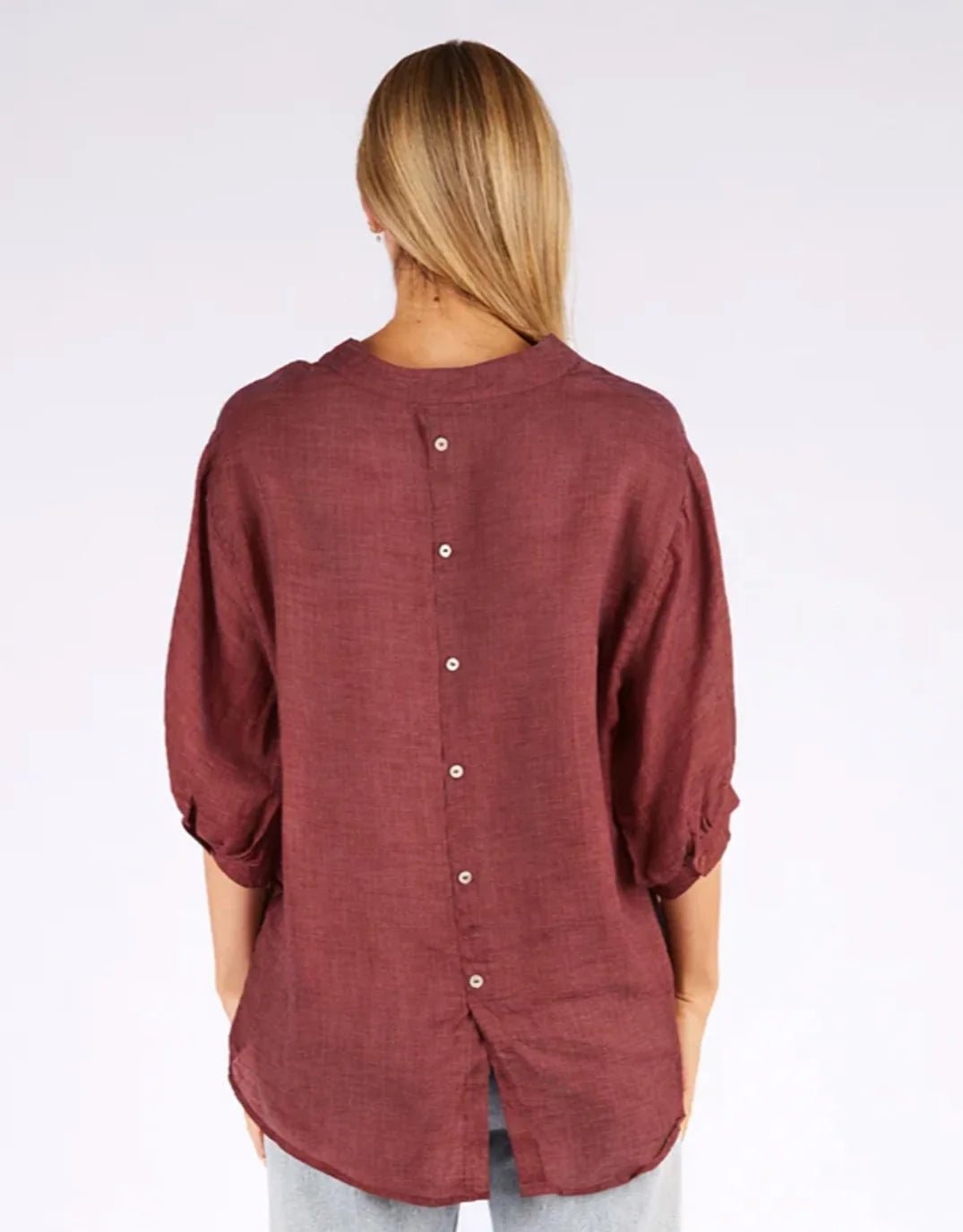 Buy Worthier The Label - Button Back Linen Shirt - Rosewood by Worthier - at Hamish + Grace